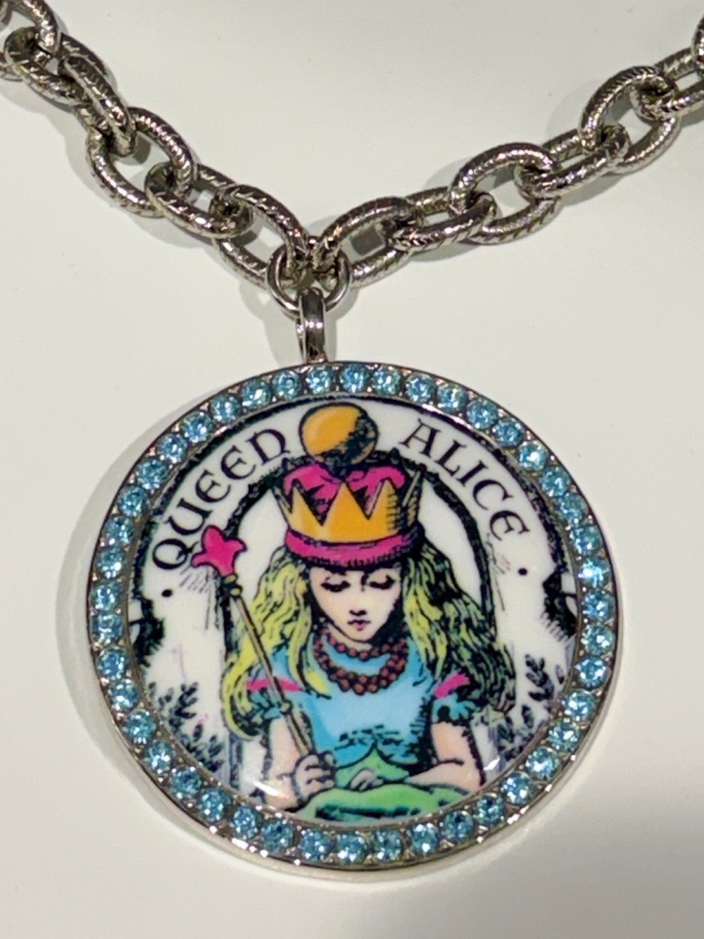 Tarina Tarantino Queen Alice Silver-Tone Pendant Necklace with Blue Crystals